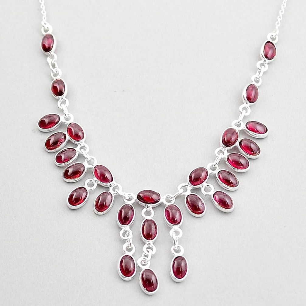 24.65cts natural red garnet oval 925 sterling silver necklace jewelry t66309