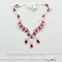 14.44cts natural red garnet oval 925 sterling silver necklace jewelry u11465