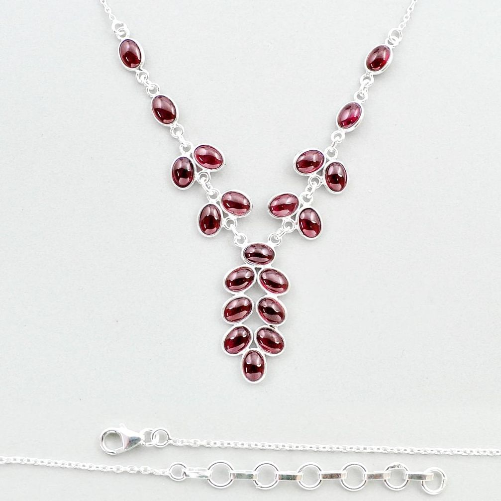 29.60cts natural red garnet oval 925 sterling silver necklace jewelry u32803