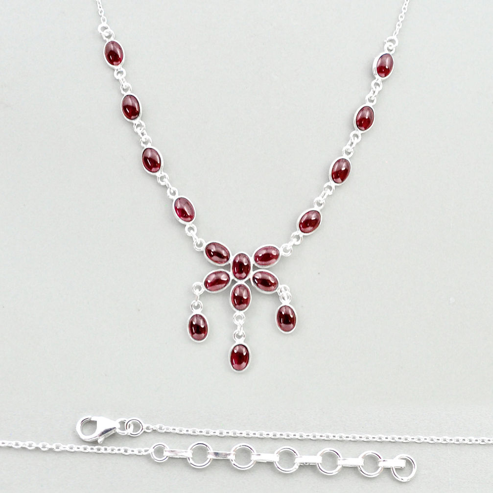 25.37cts natural red garnet oval 925 sterling silver necklace jewelry u32849