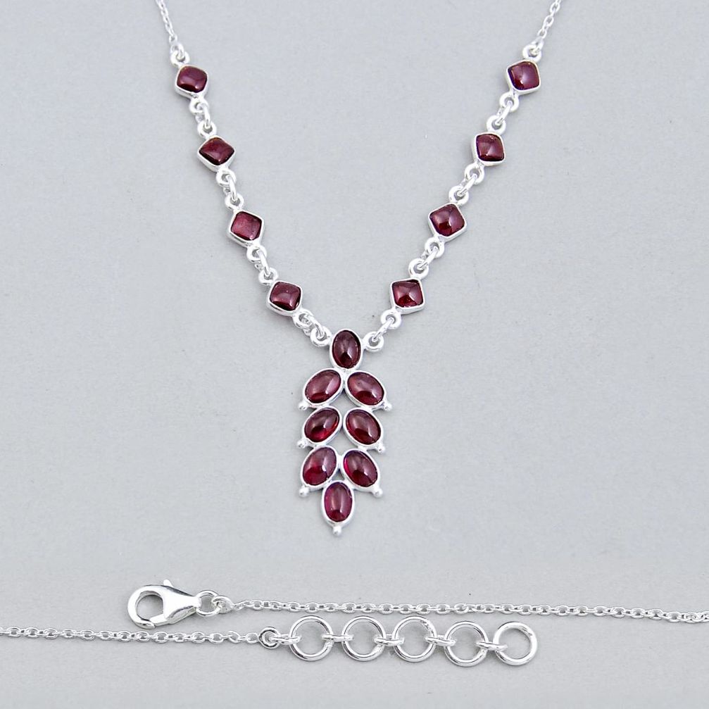14.95cts natural red garnet oval 925 sterling silver necklace jewelry y6893