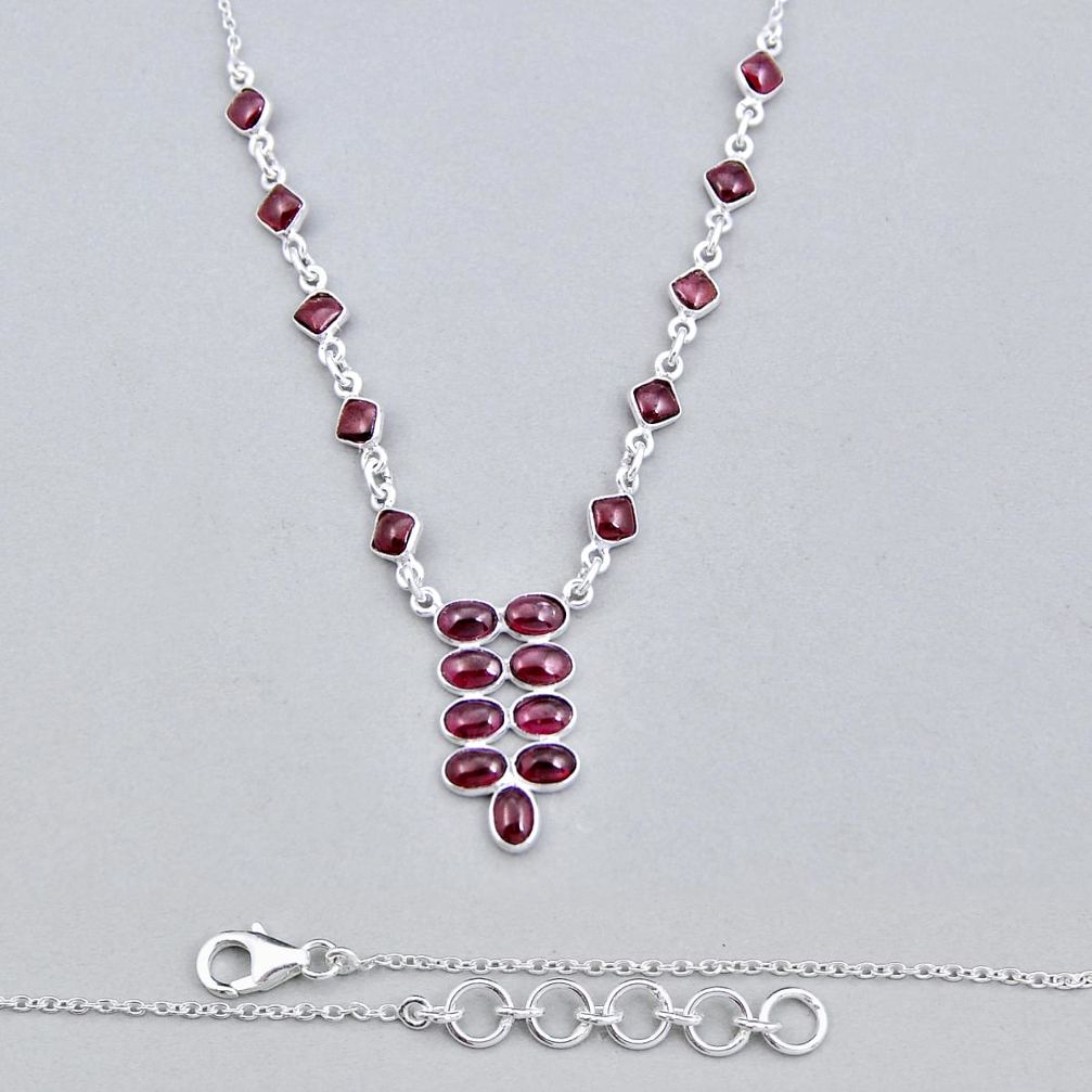 12.43cts natural red garnet oval 925 sterling silver necklace jewelry y6936