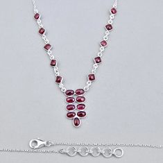 12.43cts natural red garnet oval 925 sterling silver necklace jewelry y6936