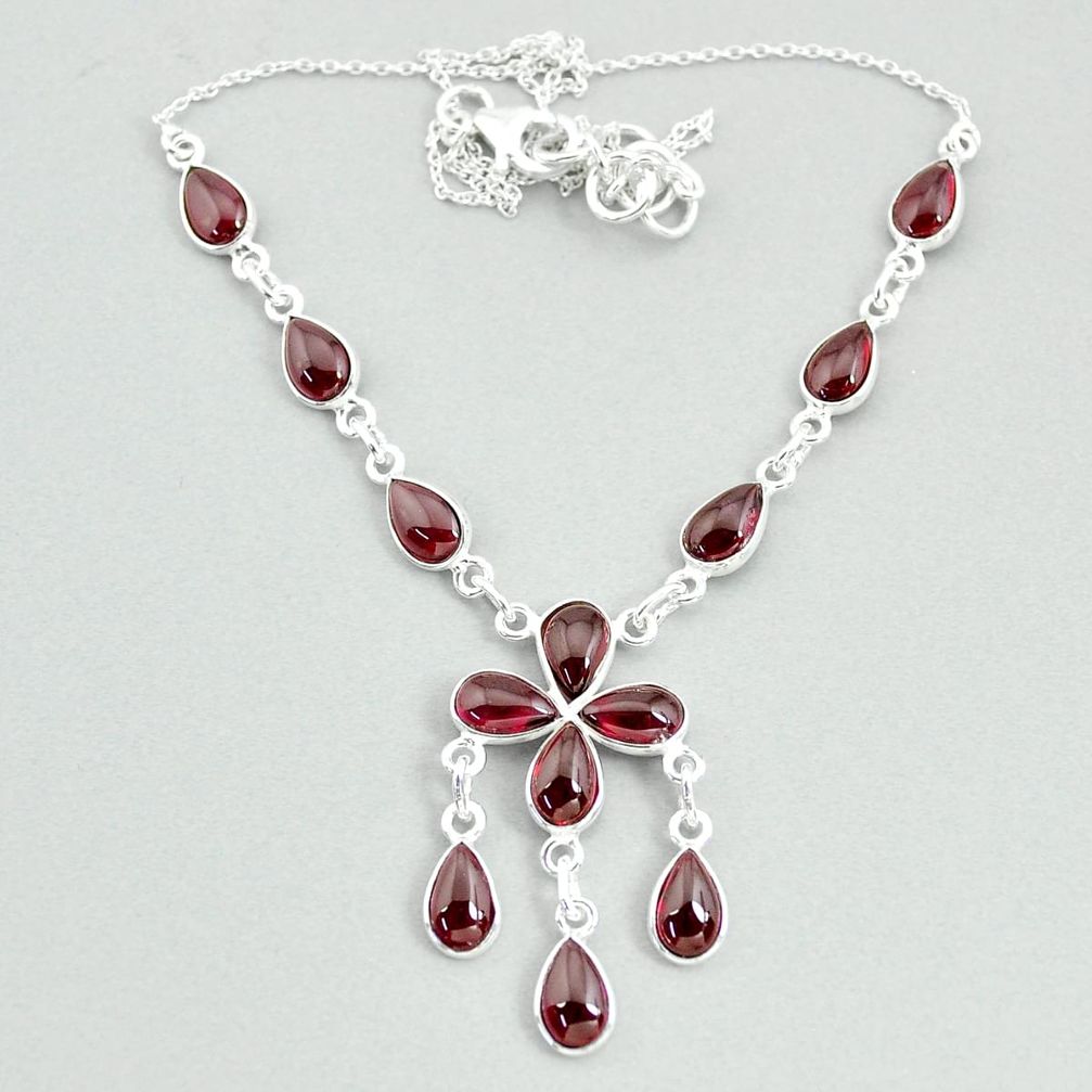 22.46cts natural red garnet pear 925 silver necklace jewelry t34107