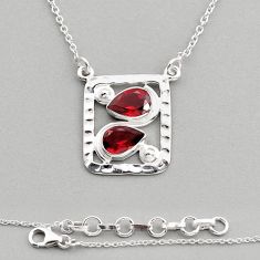4.18cts natural red garnet pear 925 sterling silver necklace jewelry y82220
