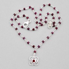 13.94cts natural red garnet round 925 sterling silver necklace jewelry y36385