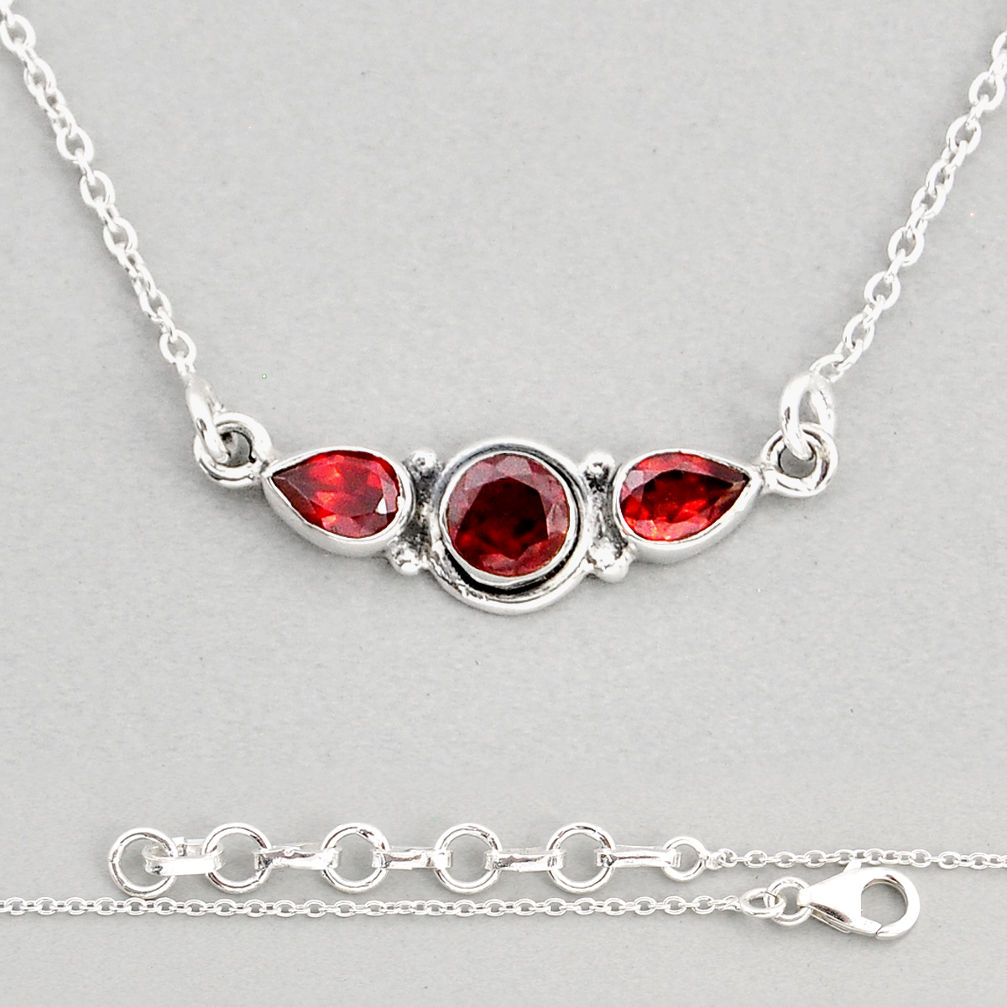 4.50cts natural red garnet round 925 sterling silver necklace jewelry y76786