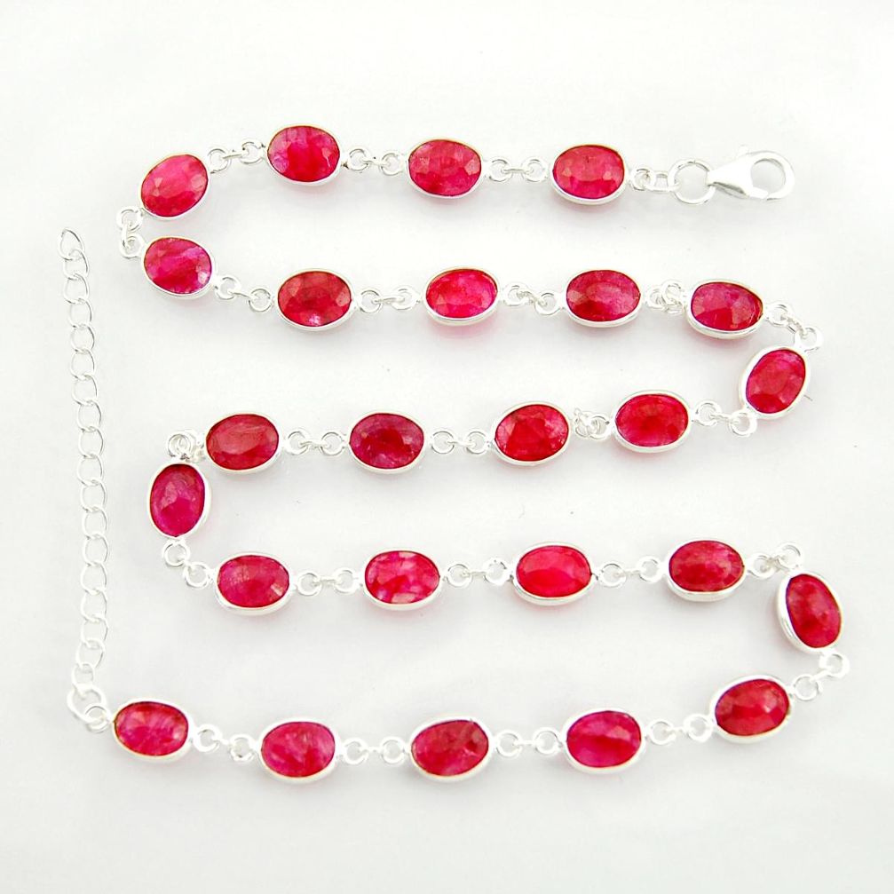 37.38cts natural red ruby 925 sterling silver chain necklace jewelry r38707