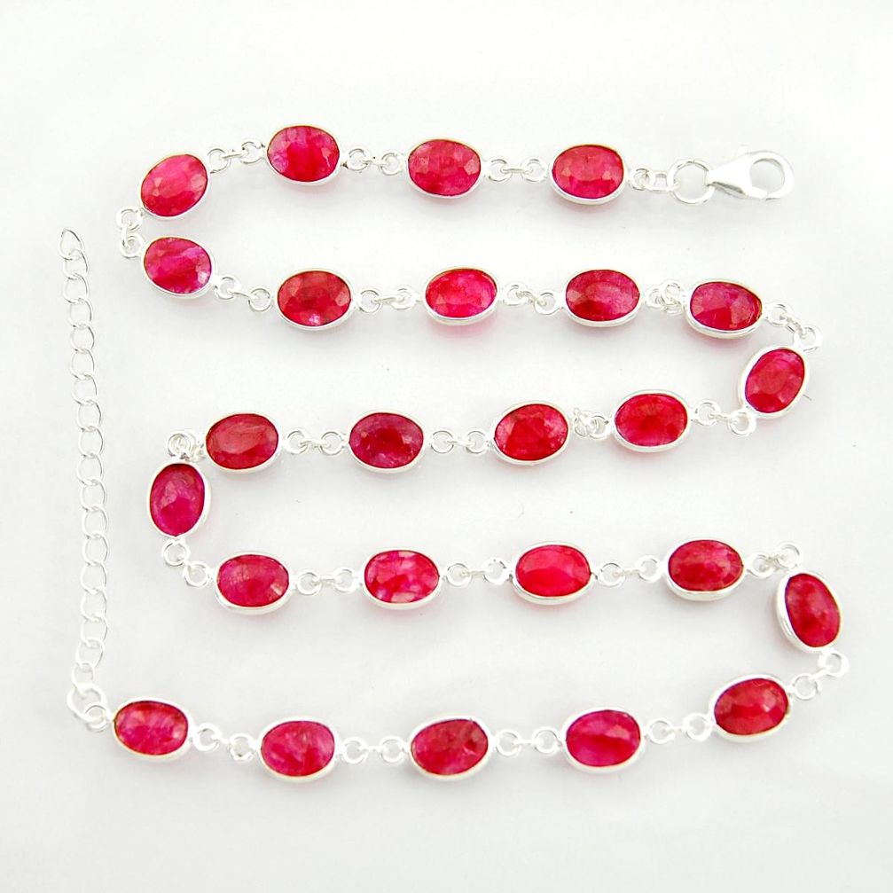 37.79cts natural red ruby 925 sterling silver chain necklace jewelry r38709