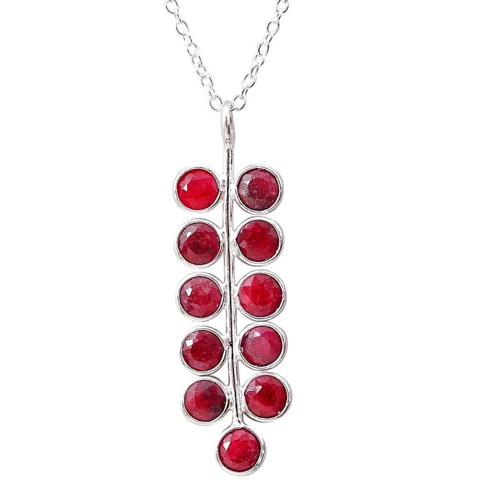 6.39cts natural red ruby 925 sterling silver handmade necklace jewelry t12387