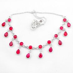 24.10cts natural red ruby 925 sterling silver necklace jewelry t40581