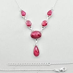 29.21cts natural red ruby 925 sterling silver necklace jewelry u13065
