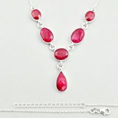 31.96cts natural red ruby 925 sterling silver necklace jewelry u25121