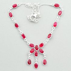 19.66cts natural red ruby oval 925 sterling silver necklace jewelry t50350