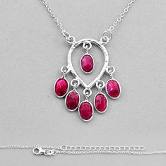6.39cts natural red ruby oval shape 925 sterling silver necklace jewelry n8469