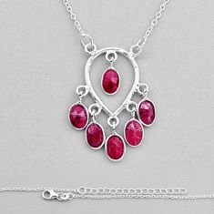 6.64cts natural red ruby oval shape 925 sterling silver necklace jewelry n8470