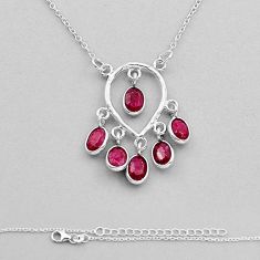 6.64cts natural red ruby oval shape 925 sterling silver necklace jewelry n8472