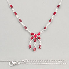 16.11cts natural red ruby oval shape 925 sterling silver necklace jewelry y74907