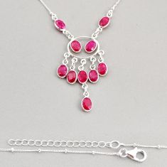 14.21cts natural red ruby oval shape 925 sterling silver necklace jewelry y76524