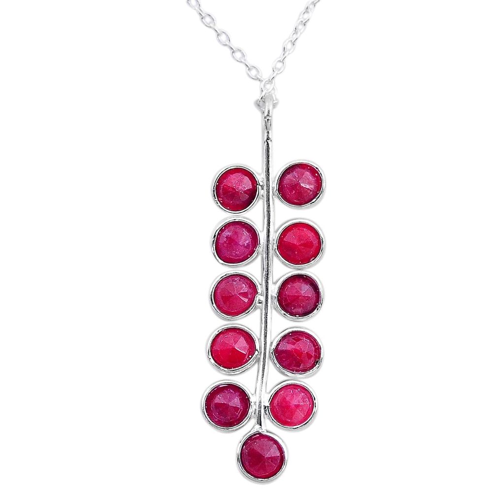 6.04cts natural red ruby round 925 sterling silver necklace jewelry t12388