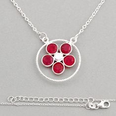 4.01cts natural red ruby round shape 925 sterling silver necklace jewelry n8488