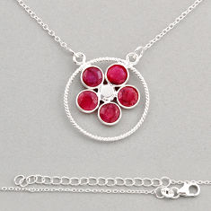 3.32cts natural red ruby round shape 925 sterling silver necklace jewelry n8489