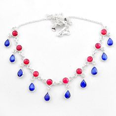 23.06cts natural red ruby sapphire 925 sterling silver necklace jewelry t40594