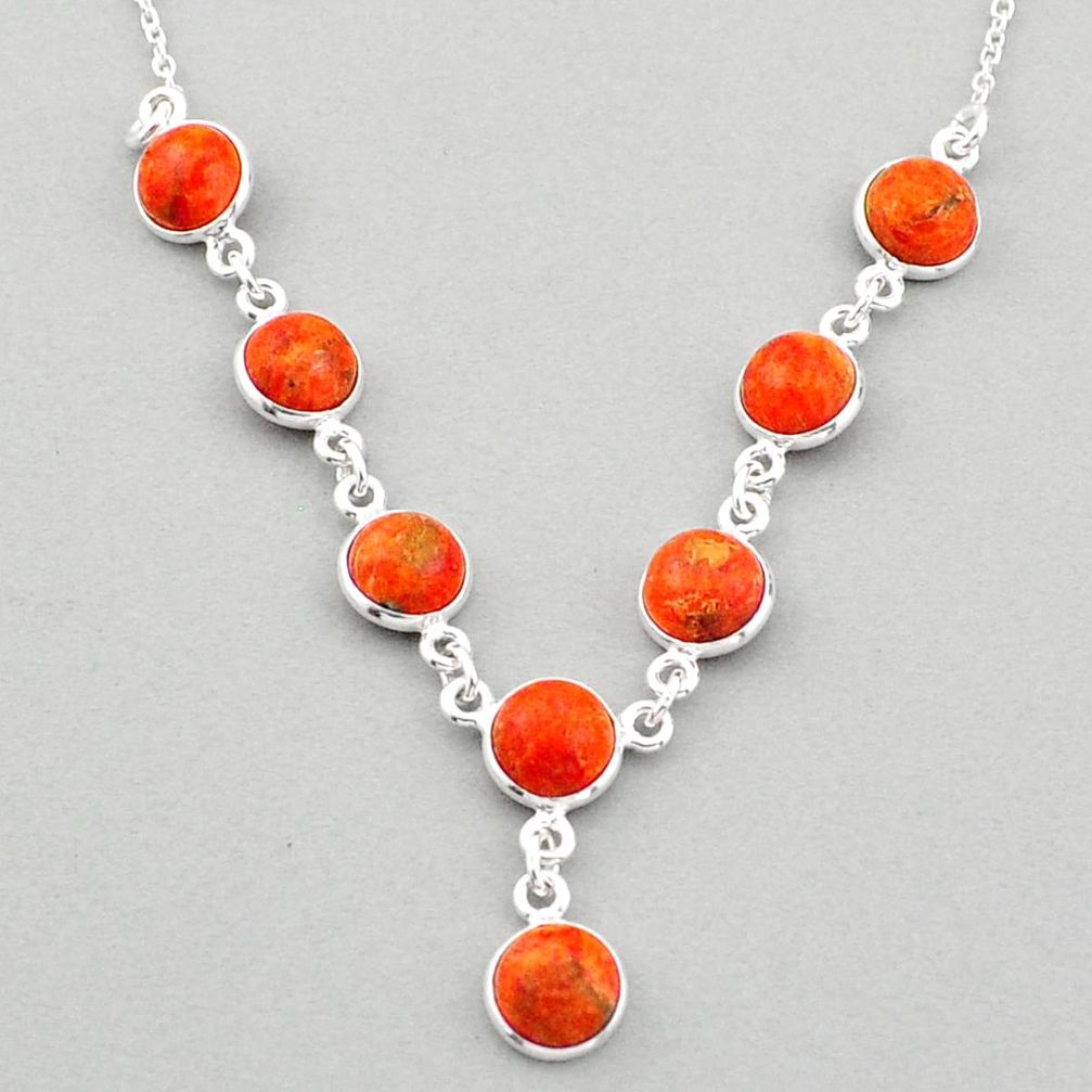 18.61cts natural red sponge coral 925 sterling silver necklace jewelry u3390