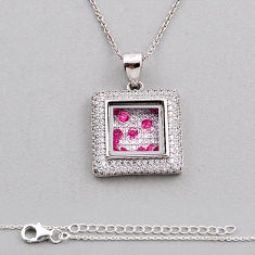 6.73cts natural red white zircon crystal topaz sterling silver necklace n24609