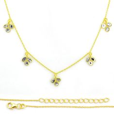 3.43cts natural uncut diamond flat (polki) 925 silver gold chain necklace u68864