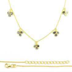 3.42cts natural uncut diamond flat (polki) 925 silver gold chain necklace u68876