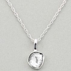 1.81cts natural uncut diamond flat (polki) sterling silver chain necklace t83266