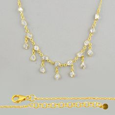 18.94cts natural white herkimer diamond 925 silver gold necklace jewelry y24178