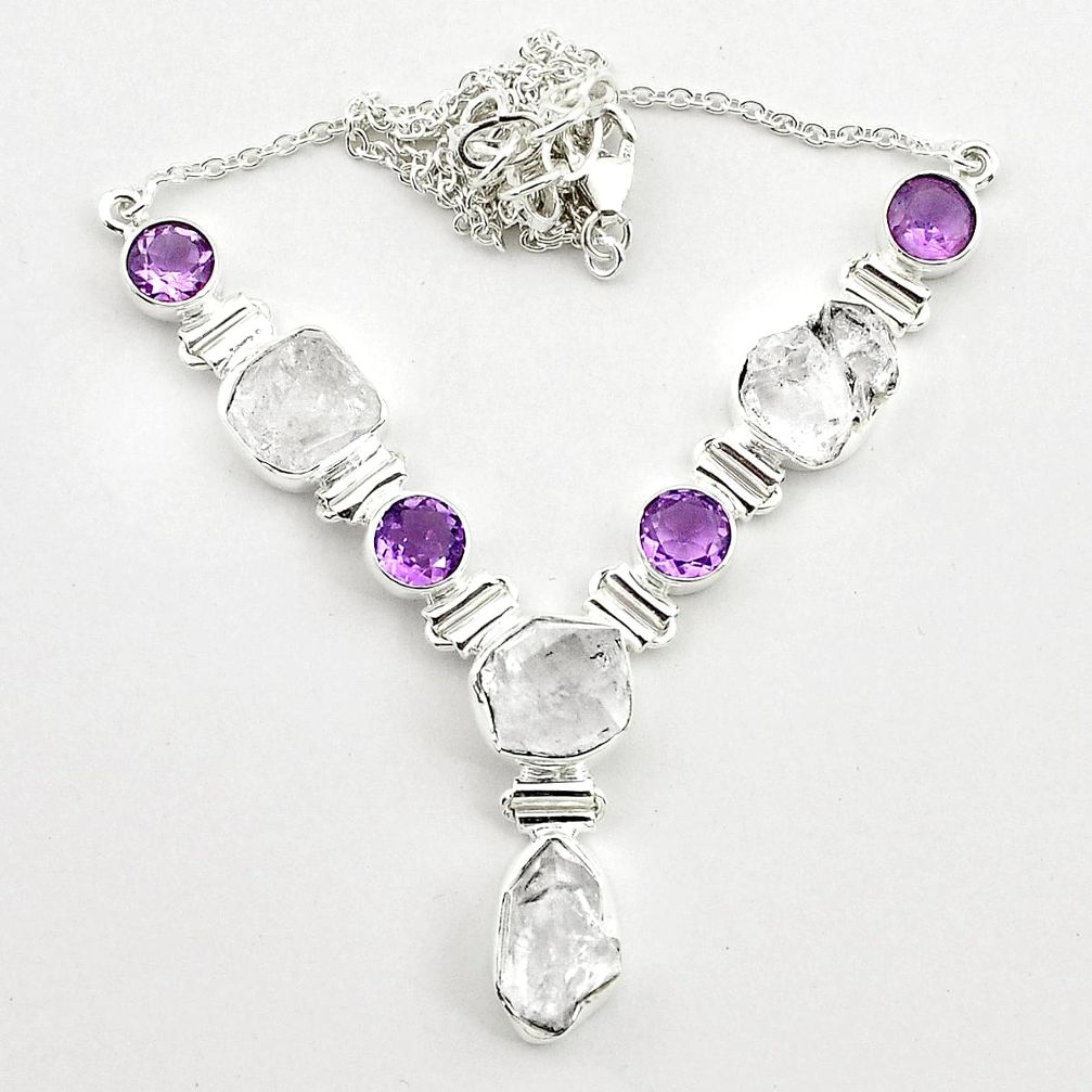  white herkimer diamond amethyst 925 silver necklace t58965