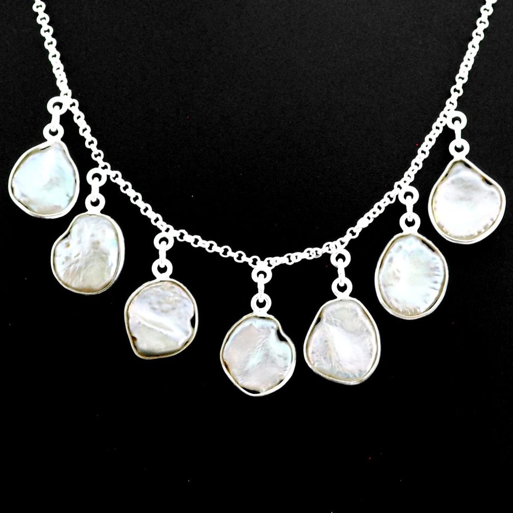 31.47cts natural white pearl 925 silver handmade necklace jewelry r71611