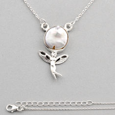 6.83cts natural white pearl 925 silver angel wing fairy necklace jewelry y87053