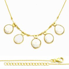 28.76cts natural white pearl 925 sterling silver gold necklace jewelry u50066