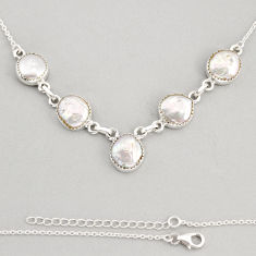 31.79cts natural white pearl fancy 925 sterling silver necklace jewelry y74511