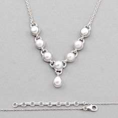 8.04cts natural white pearl round 925 sterling silver necklace jewelry n34394
