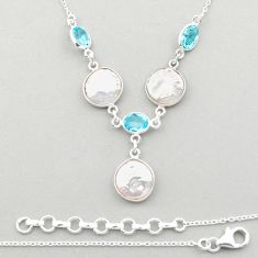 20.65cts natural white pearl topaz 925 sterling silver necklace jewelry u14457