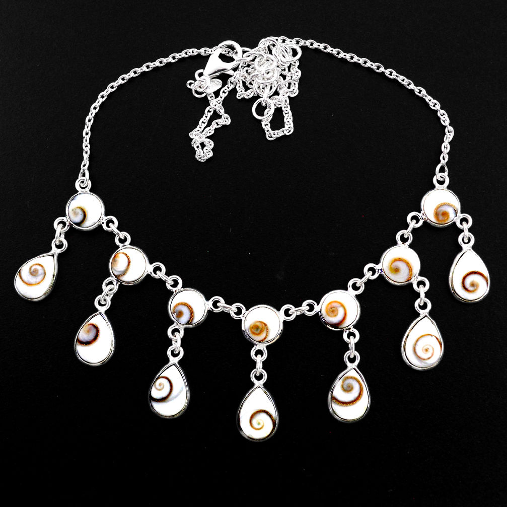 32.45cts natural white shiva eye 925 sterling silver necklace jewelry r63581