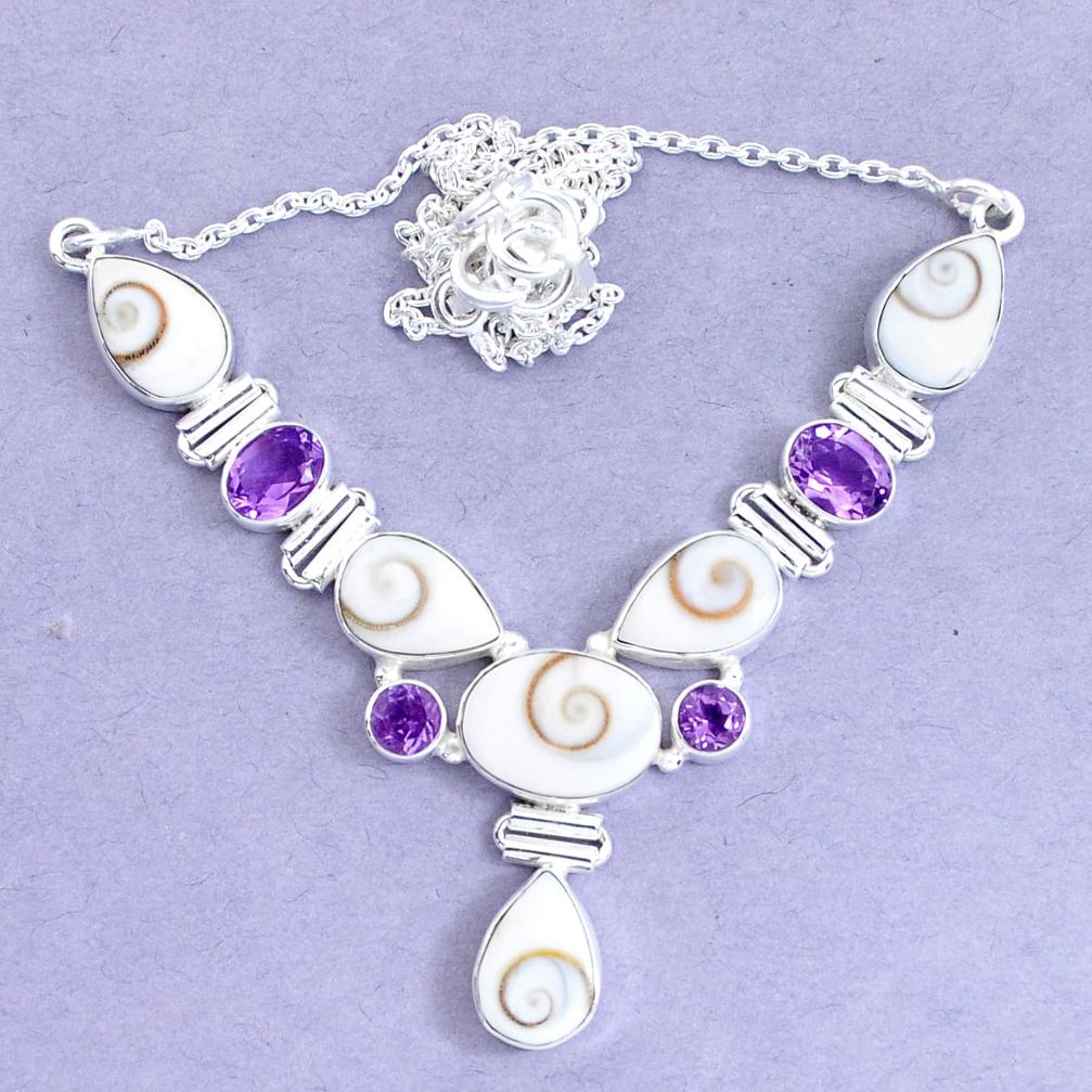30.40cts natural white shiva eye amethyst 925 silver necklace jewelry p19285
