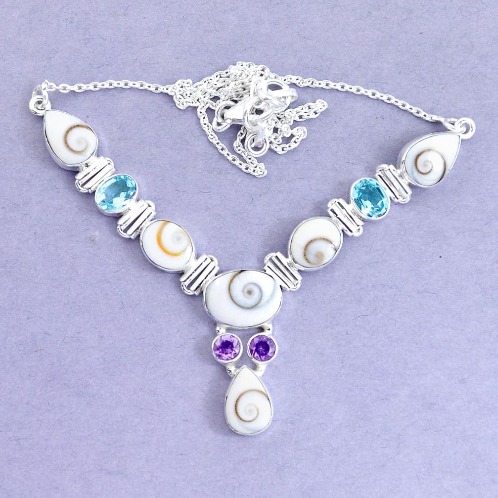  white shiva eye amethyst 925 sterling silver necklace p19297