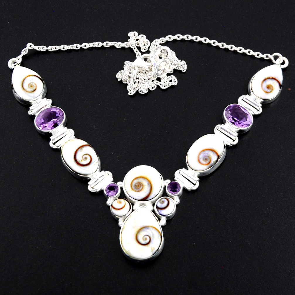 52.68cts natural white shiva eye amethyst 925 sterling silver necklace r56106
