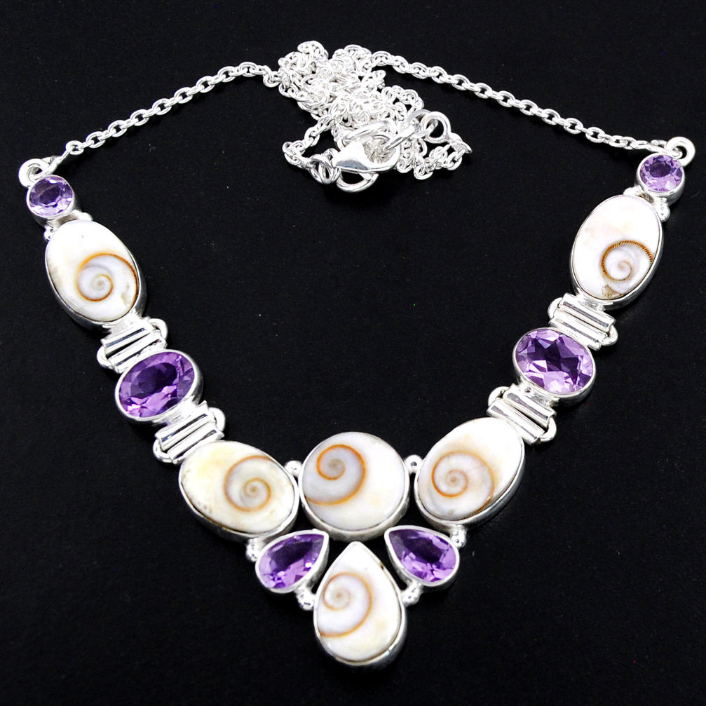 52.08cts natural white shiva eye amethyst 925 sterling silver necklace r56108