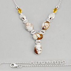 28.30cts natural white wild horse magnesite citrine 925 silver necklace y81350
