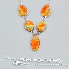 36.06cts natural yellow bumble bee australian jasper 925 silver necklace y14166