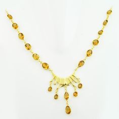 Clearance Sale- 47.76cts natural yellow citrine 925 sterling silver sterling necklace p74937