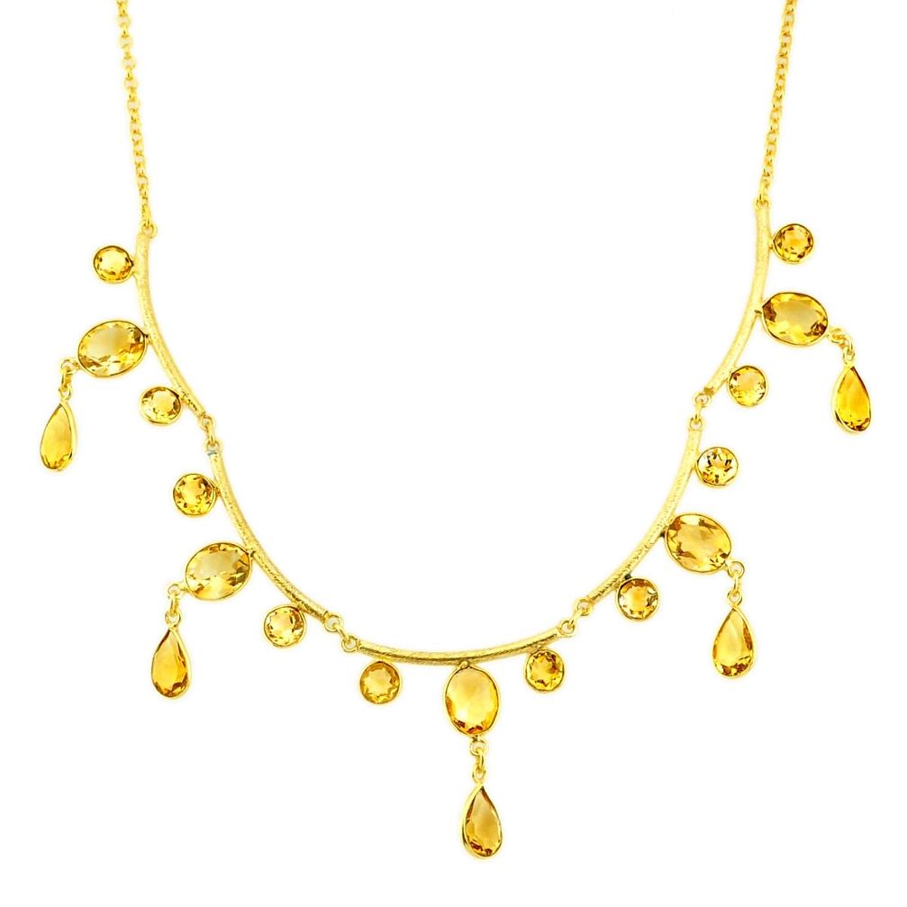 40.65cts natural yellow citrine 14k gold collector necklace r84879