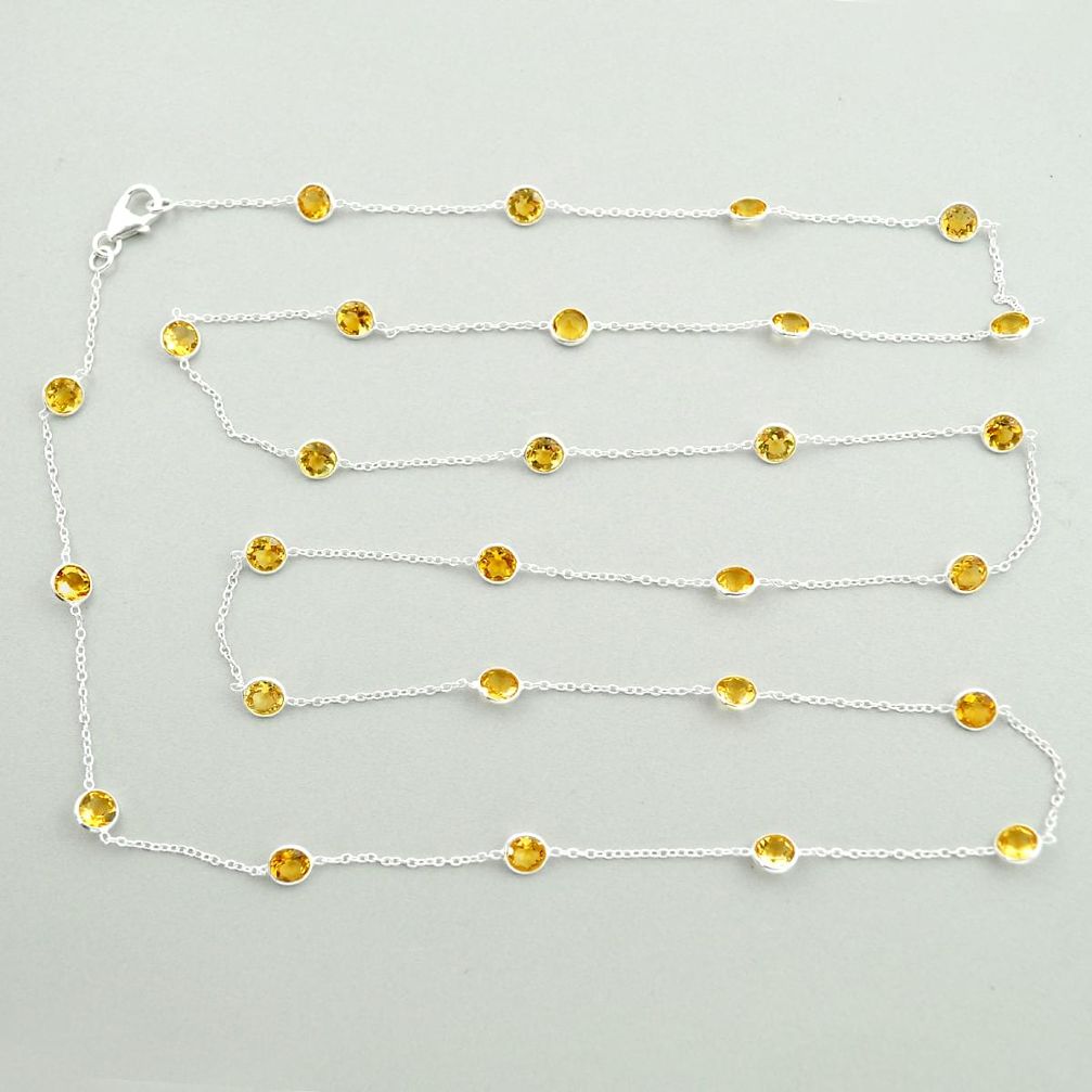 18.40cts natural yellow citrine 925 sterling silver chain necklace u23407